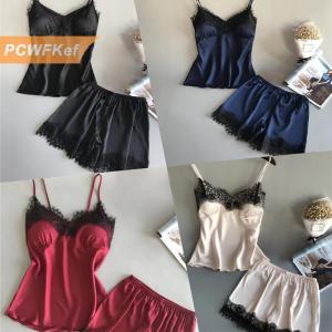 【PCWFKef】 Đồ ngủ ren gợi cảm phù hợp với phụ nữ đồ ngủ cổ chữ V đồ lót quần áo ngủ giản dị