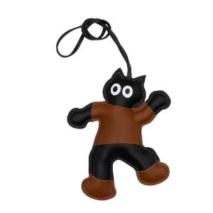 Stylish PU Leather Keyring Pendant Cute Fat Cat Designing Keychain Holder Gift for Cat Lovers and Fashion Enthusiasts