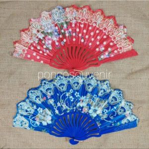 50 Pcs Kipas Satin Gliter Kemasan Plastik/ Kemasan Box