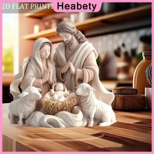 Heabety 2026 New Nativity Birth Scene Xmas Table Centerpiece Accessory 2D Flat Acrylic For Home Office Decoration Party Ornment