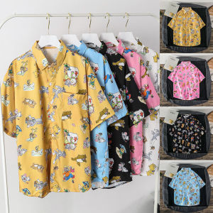 เสื้อฮาวายเสื้อเชิ้ตแฟชั่นkinเสื้อพิมพ์ลายการ์ตูนแฟชั่นใหม่ เสื้อทำงานผู้ชาย