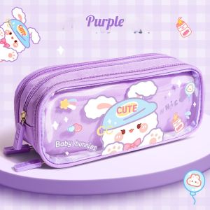 Pencil Case for Girls Pen Box Schoolbag Shape Large-capacity 3 Layers with Zipper 6Pockets Organizer Waterproof Canvas Pen Stationery Storage Bag