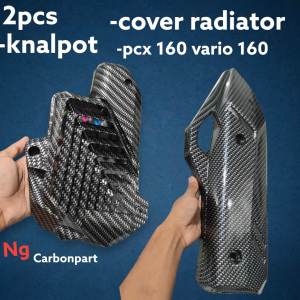 2pcs Radiator & Tutup knalpot PCX160 VARIO160 Carbon glossy stylish