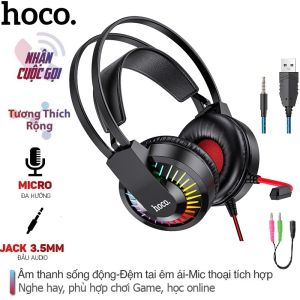 Tai nghe chụp tai hoco có mic đàm thoại Gaming/Học online Headphone