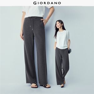 Giordano Women Drawstring elastic waist knit pants Free Shipping 18416010