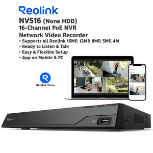 Reolink NVS16 เครื่องบันทึกกล้องวงจรปิด 16Ch PoE NVR for 24/7 Continuous Recording (none HDD)