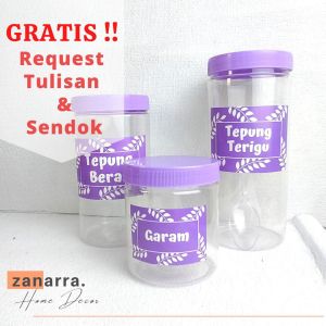 Toples Bumbu Plus Stiker Toples Tepung Tempat Susu dan Toples Bumbu Dapur