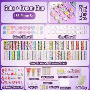 【Local Delivery】DIY Cream Glue Sticker Set with Storage Box with Sticker Cream Glue Encourages Creativity 883 Pieces for Kids