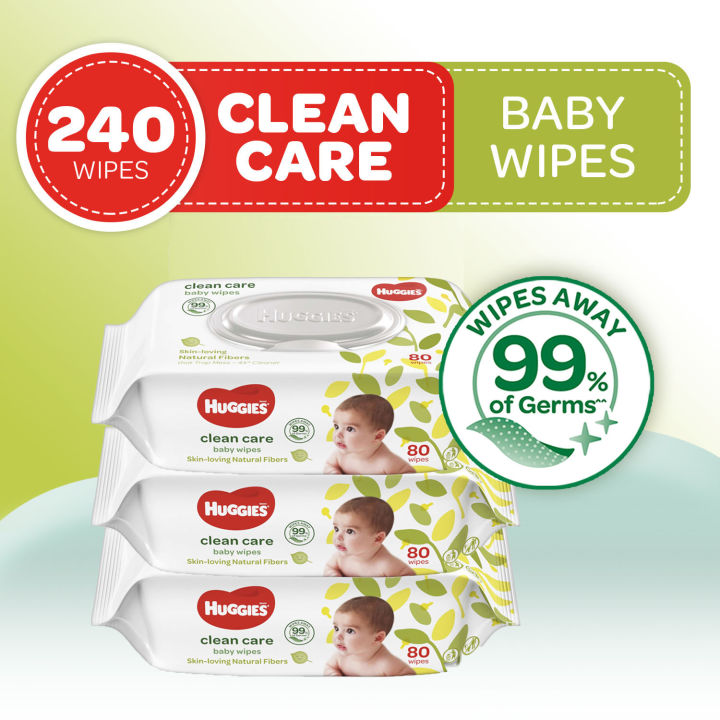 Huggies Clean Care Baby Wipes - 80 sheets x 3 packs (240 pcs) | Lazada Philippines