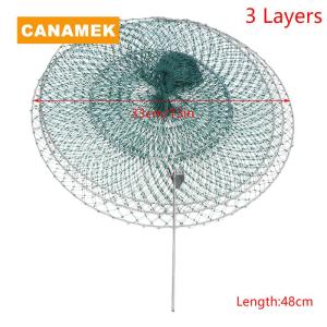 【CANAMEK】 Fishing Net 3 4 5 6 Layers Folding Telescoping Quick-drying Nylon Mesh Fishing-Basket Soft Steel Shrimp Cage Fish Cage Fish Trap