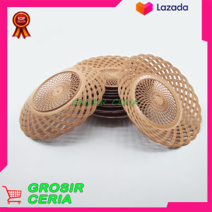 TREND KEKINIAN !!! Piring anyaman rotan Plastik isi 12 pcs - cokelat / piring plastik / piring anyam