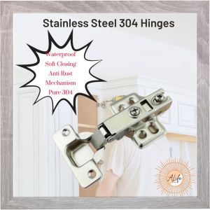ALife World Stainless Steel 304 Hinges Hydraulic Heavy Duty Cabinet Soft Close Door Hinge Concealed Door Office Wardrobe Closet