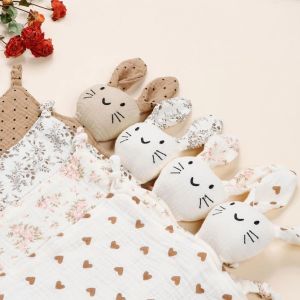 MIRELAE Soft Material Muslin Comforter Blanket Printed Design Cotton Muslin Cute Cat Kids Sleep Toy Cute Multi-Function Newborn Soft Toy For Newborn