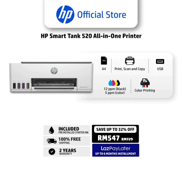 HP Smart Tank 615 WiFi - ADF - Fax [Online Exclusive] , 520 USB, 580 WiFi - Mobile Fax, 720 WiFi - Duplex, 750 WiFi - ADF - Duplex, 415 WiFi and 515 WiFi - ADF