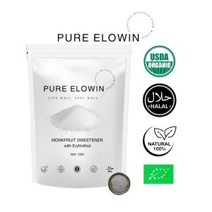 Pure Elowin Premium Superfood - Monkfruit Sweetener with Erythrithol - 0 Calories Sugar - Suitable For Baking / Cooking - 500 Grams