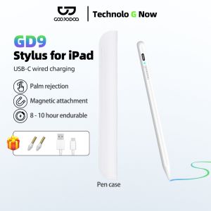 GOOJODOQ GD12 Stylus Pen Palm Rejection Magnetic with Magnetic Charging Adapter Double Tap to Turn On and Off No need to Install Bluetooth for Pad Air 5 Air 4 Pro 11 12 9 2021 Mini 6