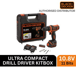Black and Decker Cordless Drill Driver with Kitbox 10.8V