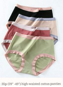 Hip( 39" - 49") high-waisted plus size cotton panties