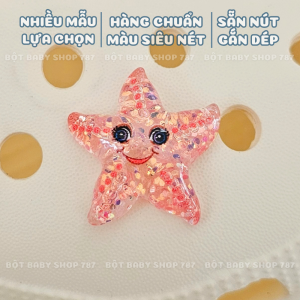 Charm gắn dép A137 mẫu sea anime trong suốt Sticker gắn dép sục mẫu nhựa cứng trang trí giày dép