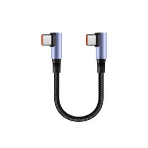 Angled Type C Charging Cable Short Fast Data Cord Thickened Wire Stable Data Transfer Wide Device Compatibility Black