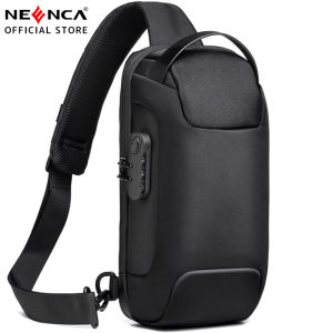 NEENCA กระเป๋าสะพายหลังมีสายกันขโมยสำหรับผู้ชายกระเป๋าสะพายสายคล้องสตรีคาดอกพาดลำตัวเดย์แพกลำลองกระเป๋าสะพายไหล่พร้อม USB ชาร์จพอร์ตสีดำ
