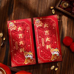 TINGTIAN 6pcs Hollow Chinese New Year Red Envelope Mixed Pattern with Tassel Red Packet Household 3D Lucky Money Bag 2025