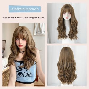 TSE Large Wave Full Wig for Women Natural Hazelnut Brown Synthetic Hair Replacement Trendy Hairpiece C-0385