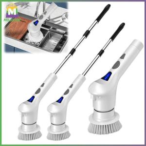Electric Spin Scrubber with 8 Replaceable Brush Cordless Shower Scrubber 2 Speed Portable Power Shower Brush for Bathroom Bathtub Kitchen Tile Floors