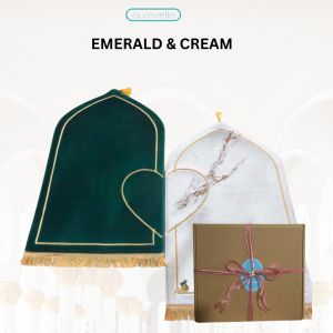 Auravella New Marble Inspired Muslim Premium Couple Prayer Mat Dome Shaped with heart design 10mm thick