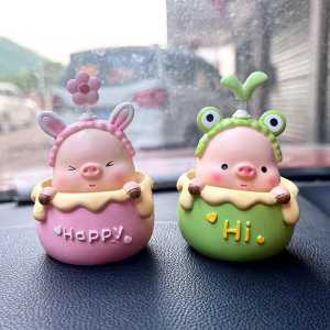 Pajangan Dashboard Boneka Kepala Goyang/Hiasan Interior Mobil/Pajangan Mobil Cute/Unik/Dashboars Figure Toy/Dashboard Shaking Head Dog&Pig