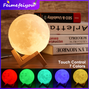 moon light lamp galaxy moonlight led decoration light for room Hadiah birthday wireless bedroom lamp decorative led lamp bedroom lamp study table USB rechargeable night lamp with remote control 7 colors 16 colors 16色遥控 手拍触摸 月亮灯 月球灯 桌灯