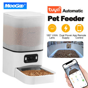 Tuya Dual Bowls Smart Pet Feeder with Camera Automatic Pet Feeder Cat Dog Food Dispenser Kitty Doggy Feeder 6L Large Capacity