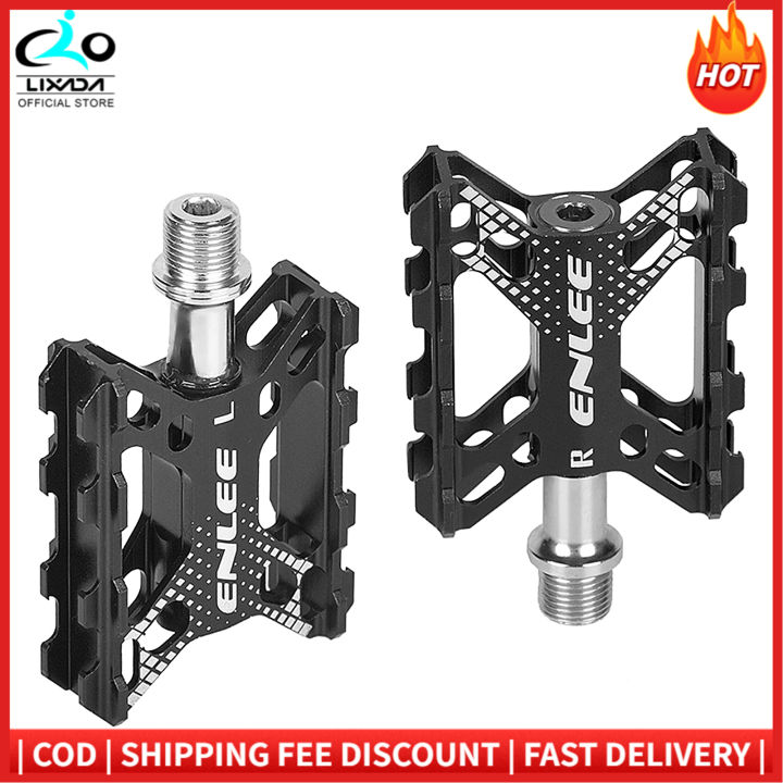 Zacro Bike Pedals, Nylon Non-Slip Mountain Bike Pedals Platform Bicycle Flat Pedals 9/16" With Wrench, Red