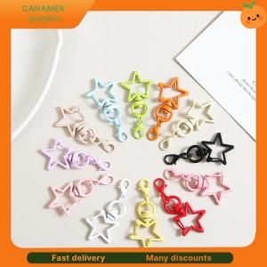 ❣️❣️❣️ 10Pcs Metal Colorful Five-pointed Star Keychain Keyring Hooks With Lobster Clasp For DIY Craft Jewelry Making Keychain Supplies