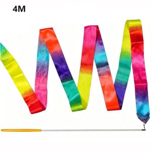 GORGE Màu cầu vồng. Dụng cụ thể thao thể dục dụng cụ nhịp điệu với que 2M/4M/6M Ruy băng thể dục dụng cụ chuyển màu Dải ruy băng dùng trong múa xoay. dành cho phụ kiện múa/dành cho các loại hình múa nghệ thuật