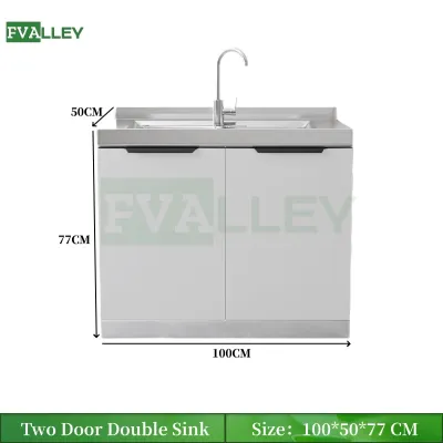 FVALLEY Stainless Steel Kitchen Storage Cabinet Set Kitchen Sink Base Stove Cabinet