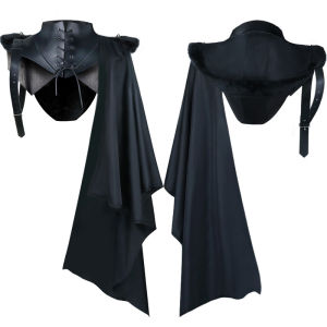Death God Cloak Halloween Demon Costume Vampire Cape Mens Medieval Shawl Stylish Stage Performance Costume Black
