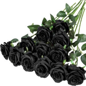 WISHAHA Bridal Red Roses Night Table Centerpieces Colorful Fake Roses Bouquet with Long Stems DIY Floral Arrangment Valentines Day Decor Wedding Home Party