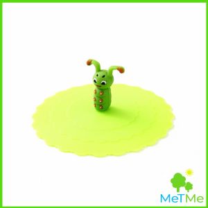 MetMe ฝาปิดซิลิโคนถ้วยแก้ว ที่จับเป็นการ์ตูน ขนาด10cm นำกลับมาใช้ใหม่ได้ Cup Lid