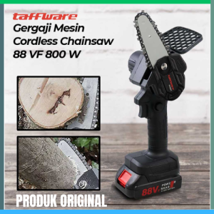 COD Taffware Gergaji Mesin kayu listrik Senso Cordless Chainsaw 21V 6 Inch 800W super tajam lengkap