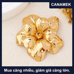 【CANAMEK】 Phụ Nữ Tuyên Bố Lớn 3D Lớp Vàng Hoa Trâm Bold Retro Tuyên Bố Thanh Lịch Cổ Áo Phụ Kiện Cho Đám Cưới Bên Hàng Ngày Mặc