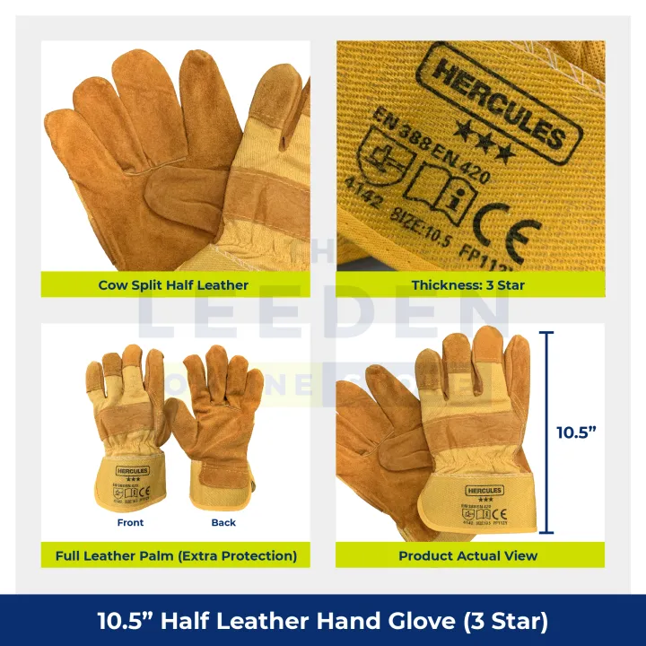 Hercules%20Half%20Leather%20Hand%20Gloves%20Yellow%20(3%20Star)%2010.5"%20by%20Leeden%20Online%20Store%20-%20Image%204