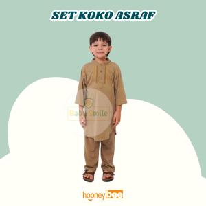 Hooneybee Asraf Coklat - Setelan Koko Anak Junior Size 2-10 Tahun Baju Anak Laki-laki