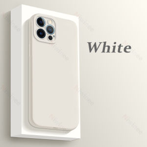 Soft Liquid Silicone Case For iPhone 15 14 13 12 11 Pro Max XS XR X 8 7 Plus + Camera Cover Protection Straight Edge Casing Ultra-thin Simple Shockproof Shell