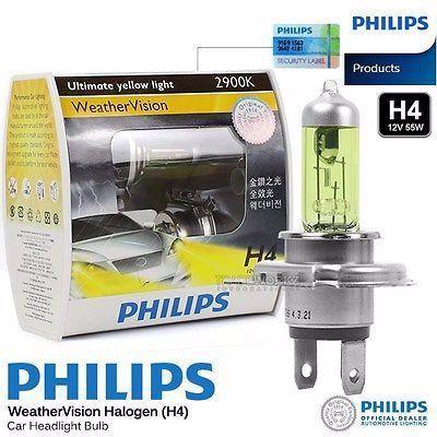 Philips WeatherVision H4 9003 HB2 2900K Yellow Light Car Headlight Genuine  Auto Bulbs Halogen Lamps 12V 60/55W 12342WVS2, Pair - AliExpress