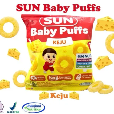 SUN Puffs Puff Camilan Snack Cemilan MPASI Bayi 8 bulan eseNUTRI Stroberi Keju Traveling Mudik Sun Baby Bayi snack tumbuh gigi pertama