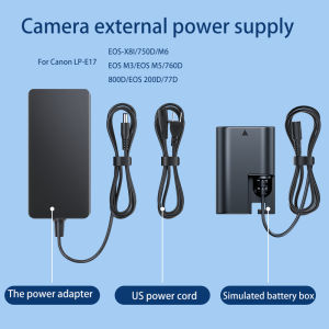 Llano Dummy Battery AC Power Adapter Camera Power Supply with Power Plug Replacement Compatible with Canon LP-E17 E12 E8 E6 RP r10 R50 R8 750D 200D 760D R5 R6 R7 6D 60D 6D2 5D4 5D3 5D2 M2 M10 M50 M100