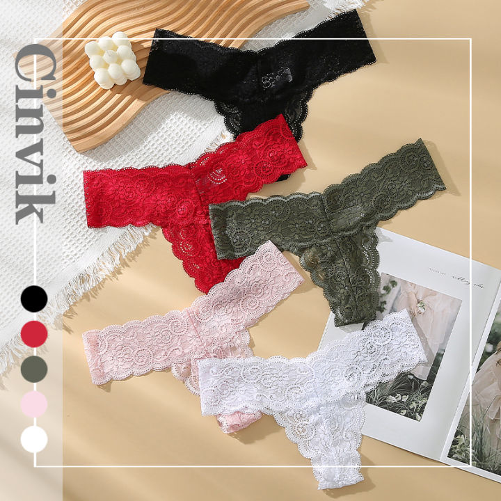 Cinvik Soft Lace T-back Panty Women Sexy Style Panty Seamless for Women ...