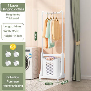 Goody Multifunctional Laundry Basket with Wheels Multi-layer Shelf Bathroom Movable Storage Basket with Wheel Laundry Hampers