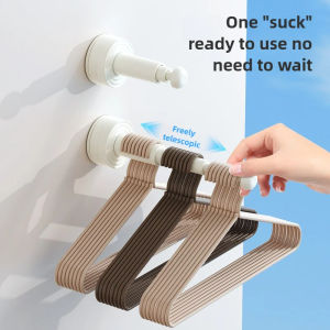 Hanger Storage Rod Space-Saving Retractable Suction Cup Hanger Organizer Adjustable Non-marking Clothes Rack Wall Hanging Storage